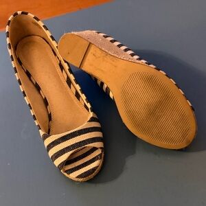 Kelly & Katie Navy and Cream Striped Espadrilles
